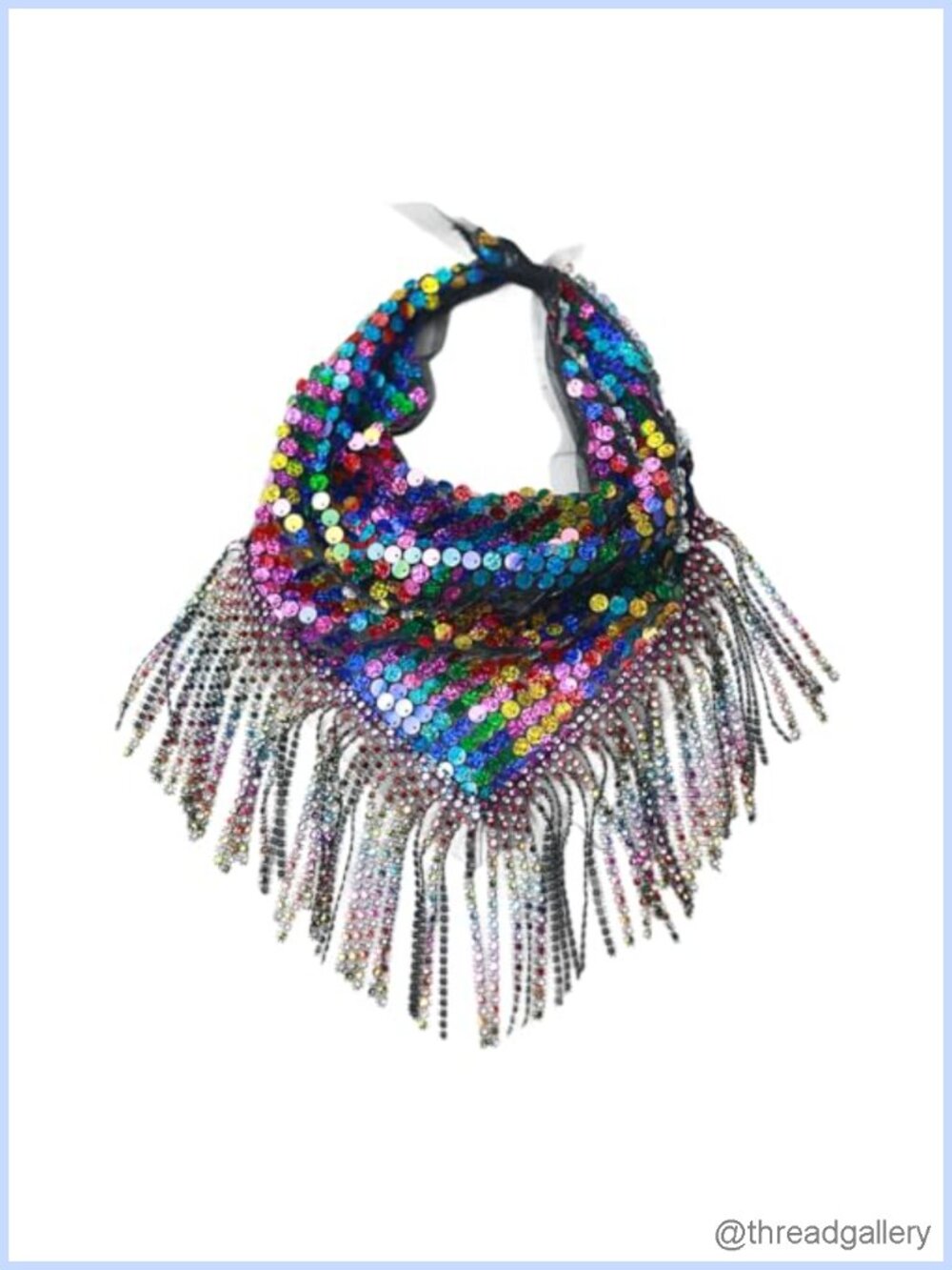 Rhinestone Fringe Sequin Mesh Bandana Scarf for Women - Hair Wrap Neck Accessory